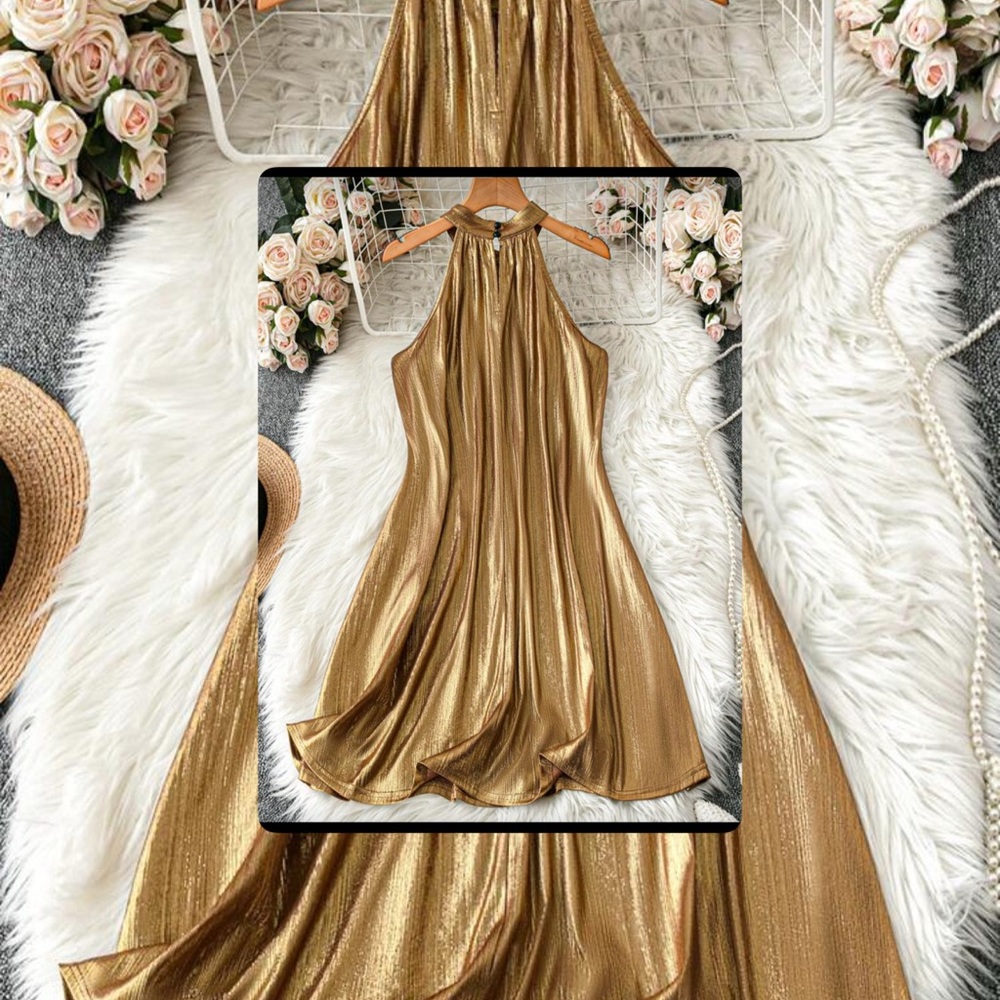 Stunning Gold Backless Dress